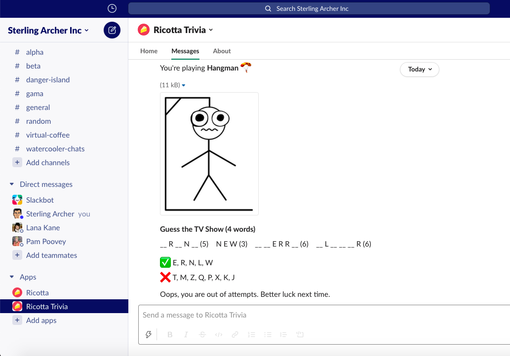 Play the Classic Hangman Game on Slack with your team